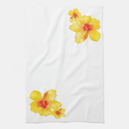 Gelber Hibiskus hawaiianische Blume Geschirrtuch