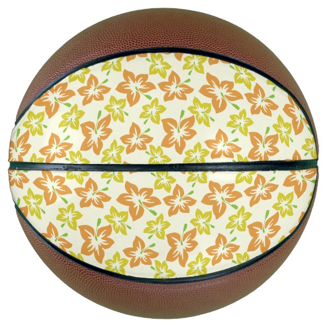 Gelber Hibiskus, orangefarbener Hibiskus, Blumenmu Basketball (Vorderseite)