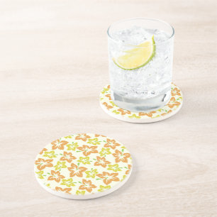 Gelber Hibiskus, orangefarbener Hibiskus, Blumenmu Getränkeuntersetzer