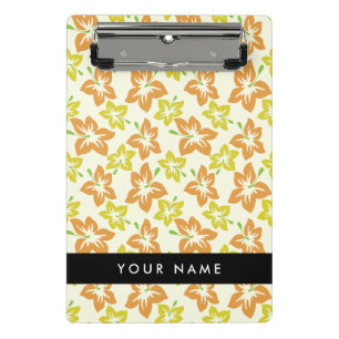 Gelber Hibiskus, orangefarbener Hibiskus, Ihr Name Mini Klemmbrett