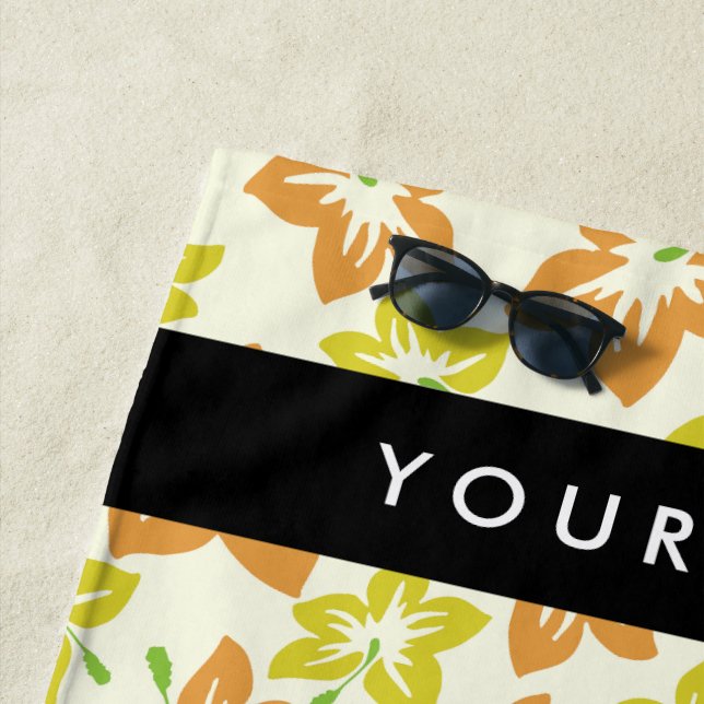 Gelber Hibiskus, orangefarbener Hibiskus, Ihr Name Strandtuch (Beispiel)