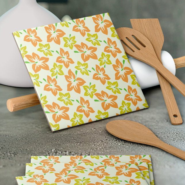 Gelber Hibiskus, orangefarbener Hibiskus, Muster f Fliese (Von Creator hochgeladen)