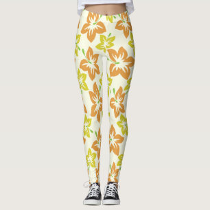 Gelber Hibiskus, Oranger Hibiskus, Blumenmuster Leggings