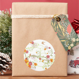 Gelber Hibiskus & Schwalben Eleganter Blumengarten Runder Aufkleber