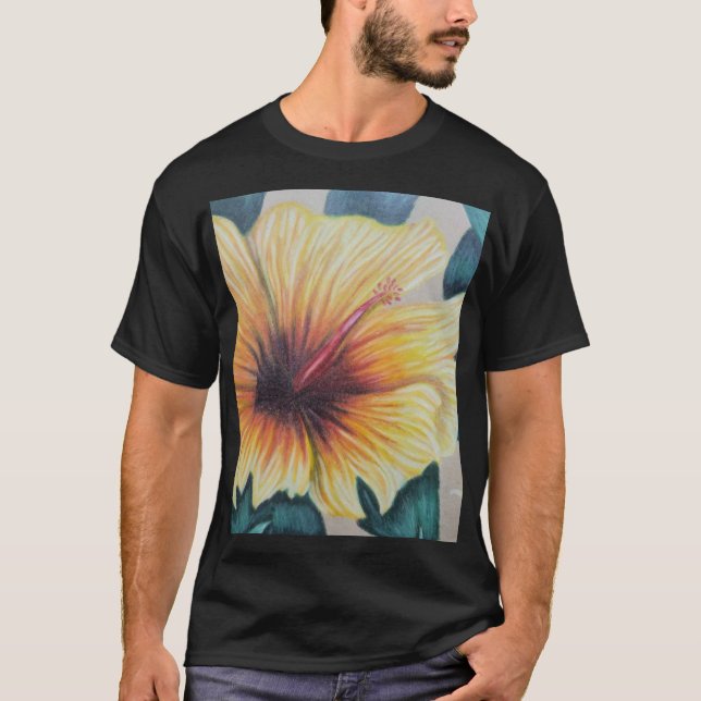 Gelber Hibiskus-Uhr T-Shirt (Vorderseite)