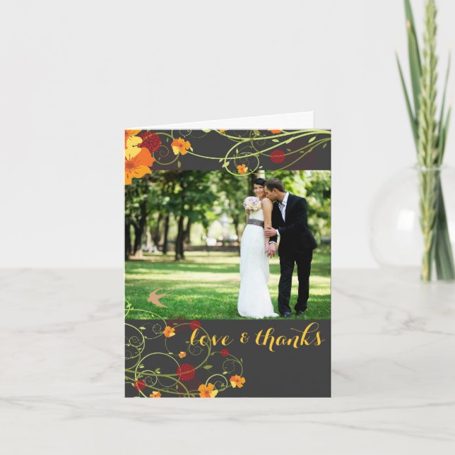 Gelber Hibiskus und Schwalben Blumenzwiebeln Foto Dankeskarte (Vorderseite)