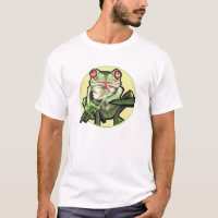 Gelber Hintergrund-Baum-Frosch-T - Shirt