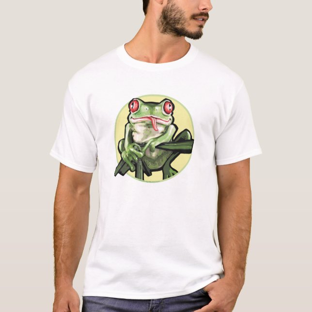 Gelber Hintergrund-Baum-Frosch-T - Shirt (Vorderseite)