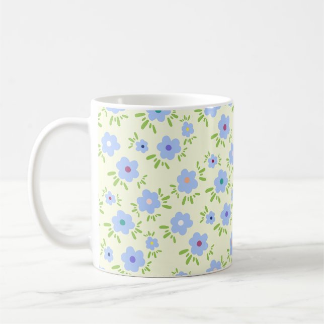 Gelber Hintergrund Happy Blume Kaffeetasse (Links)