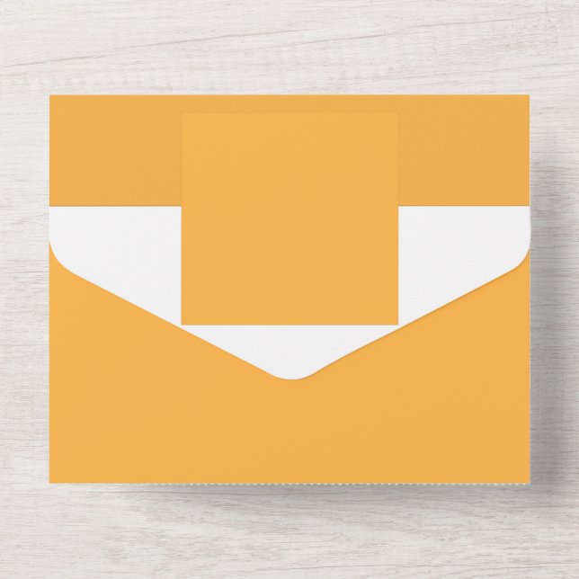 gelber Hintergrund mit schwarzer Grenze All In One Einladung (Rückseite)