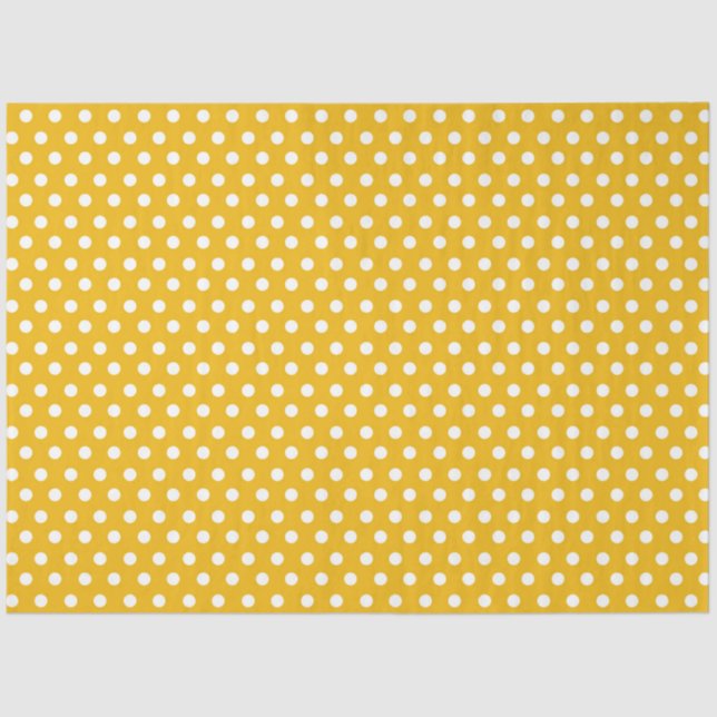 Gelber Hintergrund mit weißen Polka-Punkten Seidenpapier (Vorderseite)