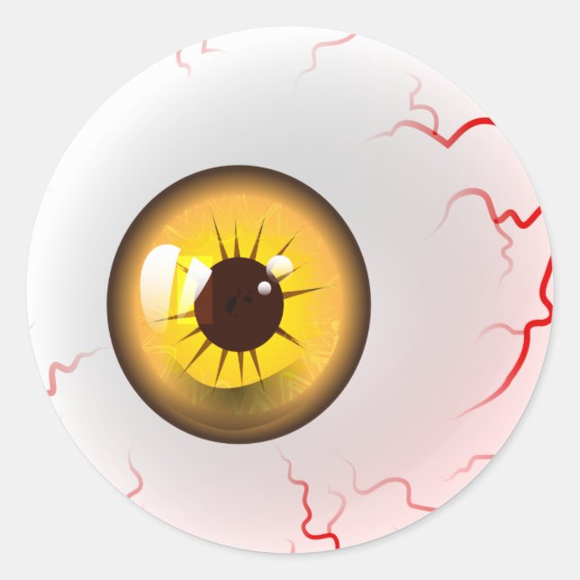 Gelber Horror Eyeball Runder Aufkleber (Vorderseite)