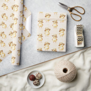 Gelber Hühnerhut Geburtstag Geschenkpapier