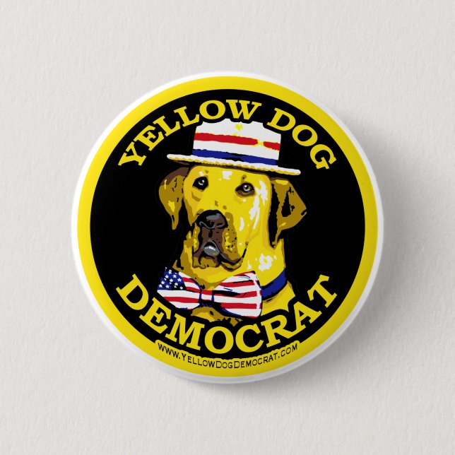 Gelber Hund Demokrat. Knopf Button (Vorderseite)