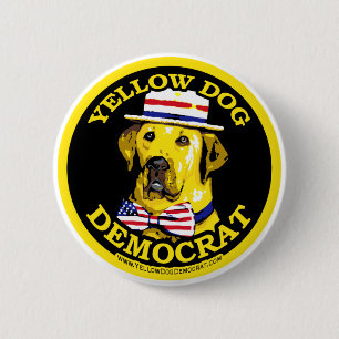 Gelber Hund Demokrat. Knopf Button