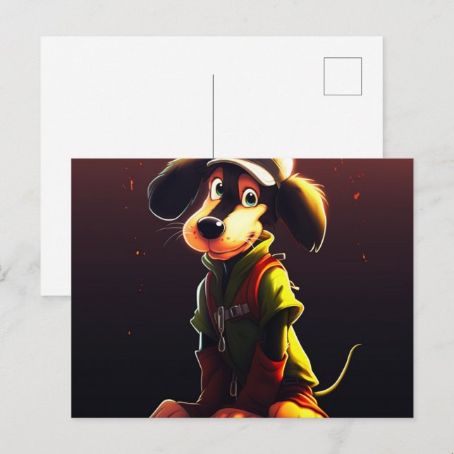 Gelber Hund Postkarte (Vorne/Hinten)