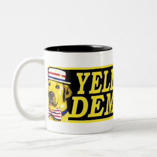 Gelber Hundedemokrat-Zeichen-Tasse Zweifarbige Tasse