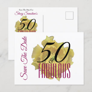 Gelber Kaktus Blume 50 und flüssig Save the Date Ankündigungspostkarte