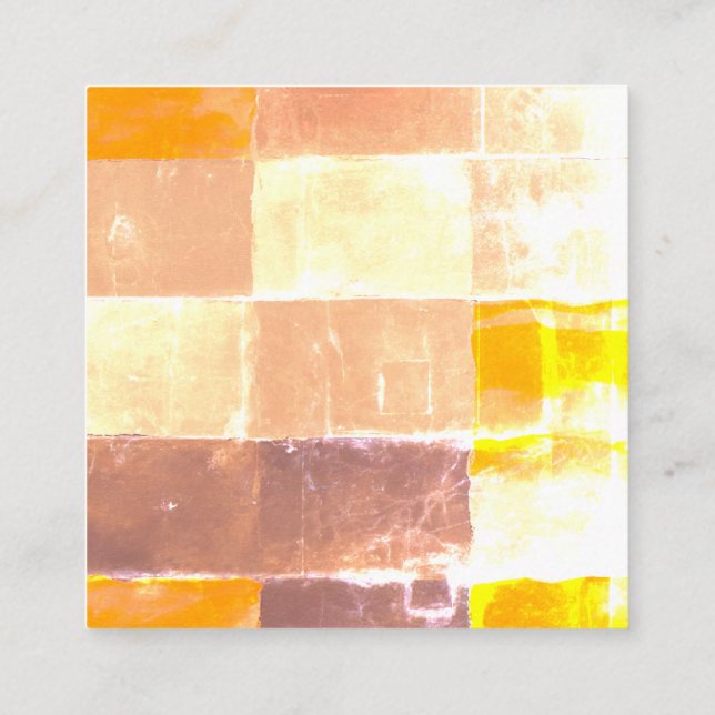 Gelber Karierter Pfirsich Quadratische Visitenkarte (Rückseite)