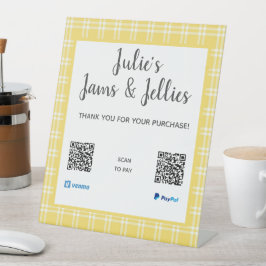 Gelber Karierter QR-Code Sockelschild