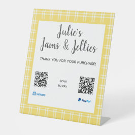 Gelber Karierter QR-Code Sockelschild