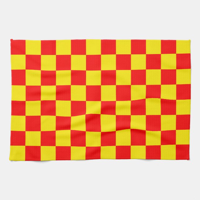 Gelber Karo Prüfmuster-Design Geschirrtuch (Horizontal)