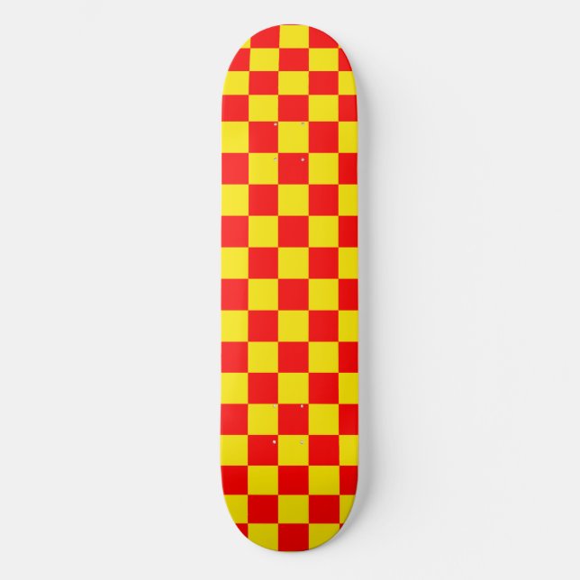 Gelber Karo Prüfmuster-Design Skateboard (Vorderseite)
