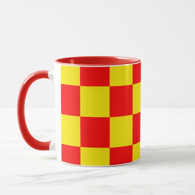 Gelber Karo Prüfmuster-Design Tasse (Links)
