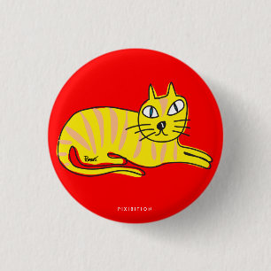 Gelber Katzenknopf Button