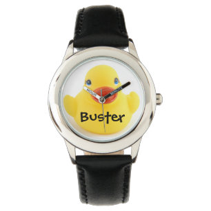 Gelber Kautschuk-Ducky mit Namen Armbanduhr