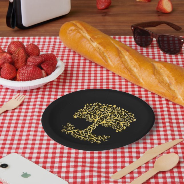 Gelber Keltenbaum Pappteller (Picknick)