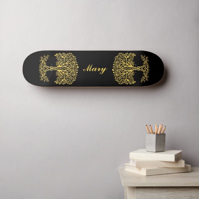 Gelber Keltenbaum Skateboard (Wandkunst (Horz))