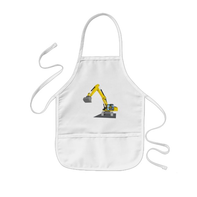 Gelber Kettenbagger Kinderschürze (Vorne)