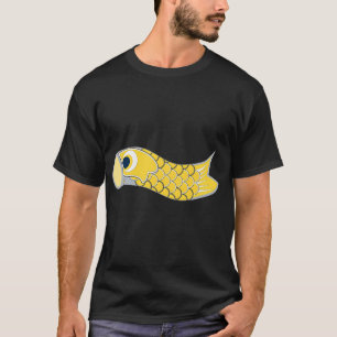 Gelber Koinobori-Fischflagge. Kind. T-Shirt