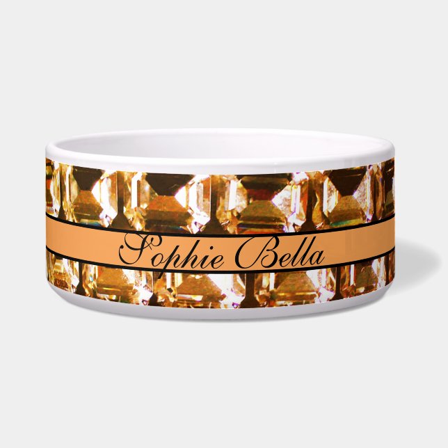 Gelber Kristall, gelbe Diamanten, Edelsteinschüsse Napf (Vorderseite)