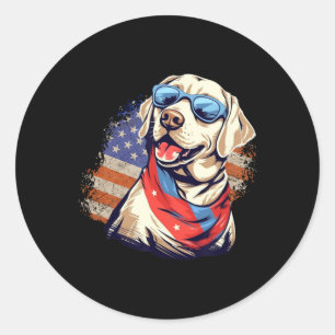 Gelber Lab 4. Juli Design Patriotischer Hund Labra Runder Aufkleber