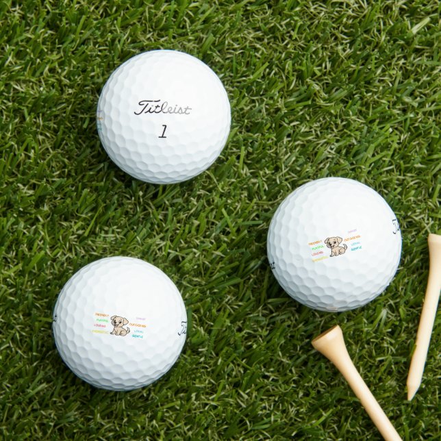 Gelber Lab Charakter Cartoon Golfball (Insitu Gras)