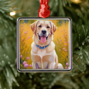 Gelber Lab   Hundebild Labrador Retriever Ornament Aus Metall
