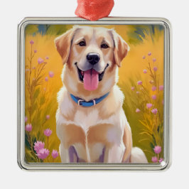 Gelber Lab | Hundebild Labrador Retriever Ornament Aus Metall
