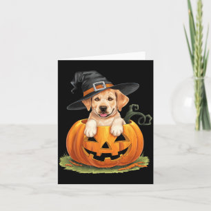 Gelber Labrado-Hund Halloween-Kürbis Karte