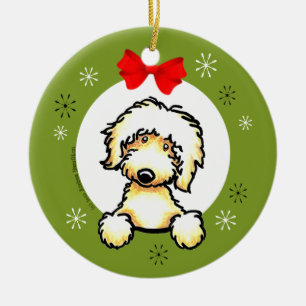 Gelber Labradoodle Weihnachtsklassiker Keramik Ornament