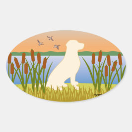 Gelber Labrador Bird Dog Sunset Ovaler Aufkleber