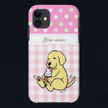 Gelber Labrador, der Eiscreme-Cartoon leckt Case-Mate iPhone Hülle<br><div class="desc">Whimsy und niedlicher Labrador-Retriever-Cartoon geschaffen von Naomi Ochiai von Japan. Ein niedliches und glückliches schauendes gelbes Labrador genießt,  Eiscreme zu lecken. Eine was für frohe Zeit es! ist! Nettes Geschenk für Hundeliebhaber die Liebe gelbes Labrador.  Wir haben verschiedene Hintergründe.  Sie können Text und mehr besonders anfertigen!</div>