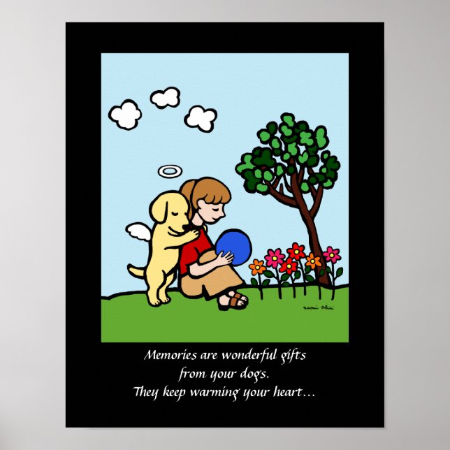 Gelber Labrador Engel mit Liebe Cartoon 2 Poster (Vorne)