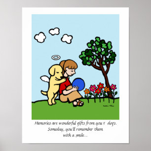Gelber Labrador Engel mit Liebe Cartoon Poster