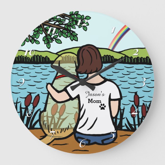 Gelber Labrador-Engel und Mama-Uhr Große Wanduhr (Vorderseite)