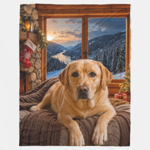 Gelber Labrador-Feiertag Fleecedecke