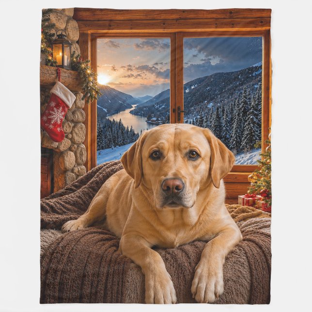 Gelber Labrador-Feiertag  Fleecedecke (Vorderseite)