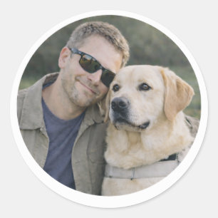 Gelber Labrador-Führhund-Partnerschaft Mann Runder Aufkleber