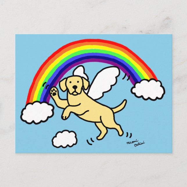 Gelber Labrador Guardian Engel (Rainbow Bridge) Postkarte (Vorderseite)